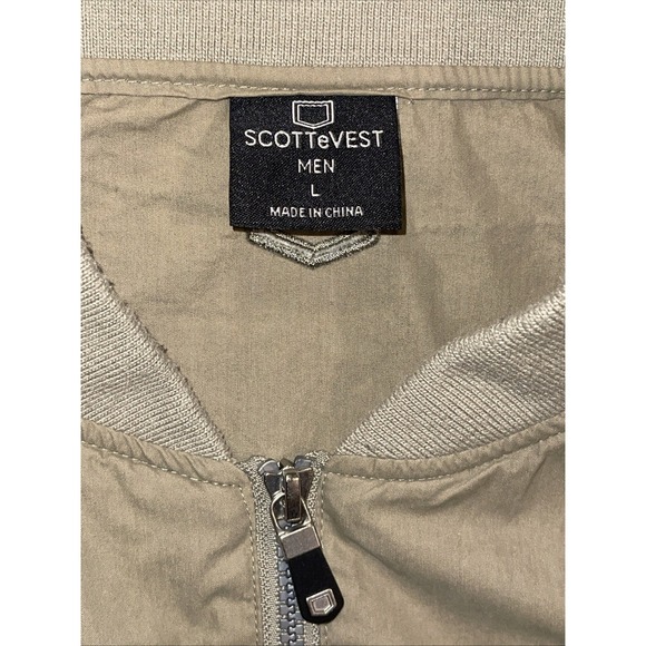 ScotteVest Vest Mens L Beige Utility Cargo 9 Pocket Travel Full Zip Outdoors - Picture 11 of 14